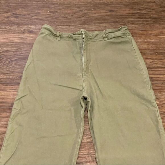 Miss Love Wide Leg High Waist Stretchy Pants Olive Green Size Large - Picture 3 of 10
